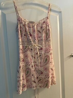 Light Pink Paisley top with Tie Waist